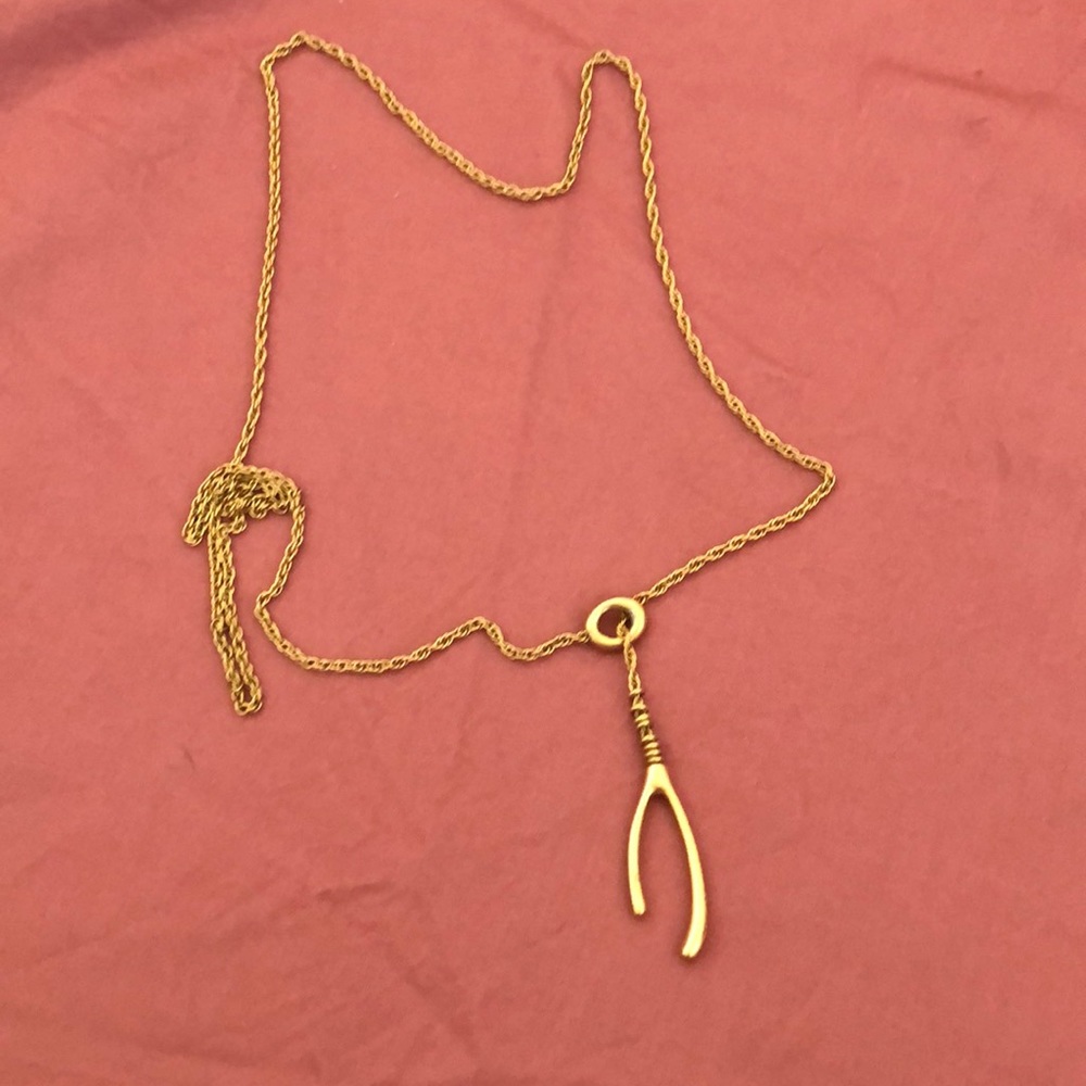 Gold wishbone necklace